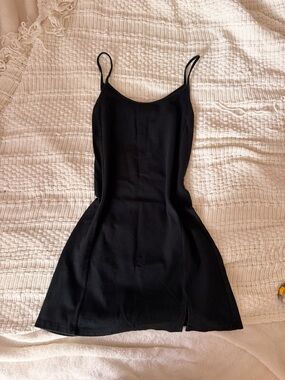 Brandy Melville Black Spaghetti-Strap Mini Slip Dress